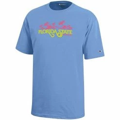 Youth Champion Light Blue Florida State Seminoles Beach Club Palm Trees T-Shirt
