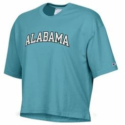Women's Champion Aqua Alabama Crimson Tide Vintage Wash Boxy Crop T-Shirt -Champion shop unnamed file 6446