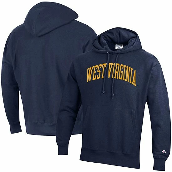 Men's Champion Navy West Virginia Mountaineers Team Arch Reverse Weave Pullover Hoodie 4 Men's Champion Navy West Virginia Mountaineers Team Arch Reverse Weave Pullover Hoodie - Image 2