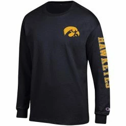 Men's Champion Black Iowa Hawkeyes Team Stack Long Sleeve T-Shirt -Champion shop unnamed file 6510