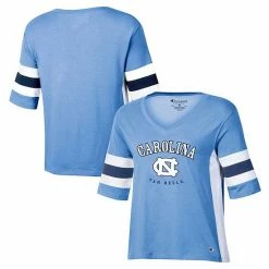 Women's Champion Carolina Blue North Carolina Tar Heels Colorblocked V-Neck Half Sleeve T-Shirt