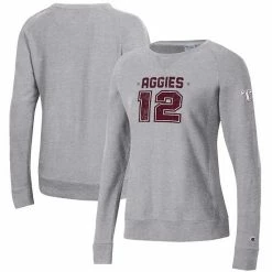 Women's Champion Heathered Gray Texas A&M Aggies 12th Man Centennial Crew Pullover Sweatshirt