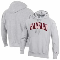 Men's Champion Heathered Gray Harvard Crimson Team Arch Reverse Weave Pullover Hoodie -Champion shop unnamed file 6997