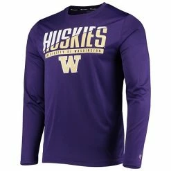 Men's Champion Purple Washington Huskies Wordmark Slash Long Sleeve T-Shirt -Champion shop unnamed file 7038