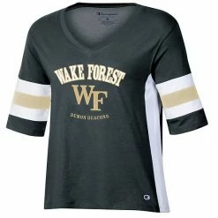 Women's Champion Black Wake Forest Demon Deacons Colorblocked V-Neck Half Sleeve T-Shirt 4 Women's Champion Black Wake Forest Demon Deacons Colorblocked V-Neck Half Sleeve T-Shirt -Champion shop unnamed file 7128