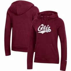Women's Champion Heathered Maroon Montana Grizzlies University Primary Logo Raglan Pullover Hoodie