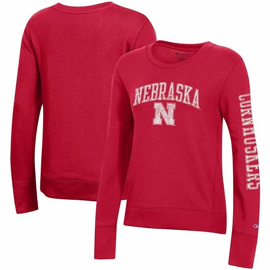 Women's Champion® Red Nebraska Huskers University 2.0 Fleece Crewneck Sweatshirt 4 Women's Champion® Red Nebraska Huskers University 2.0 Fleece Crewneck Sweatshirt - Image 2