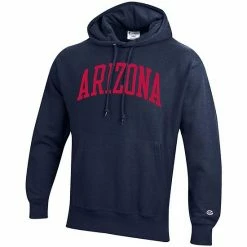 Men's Champion Navy Arizona Wildcats Team Arch Reverse Weave Pullover Hoodie -Champion shop unnamed file 7455
