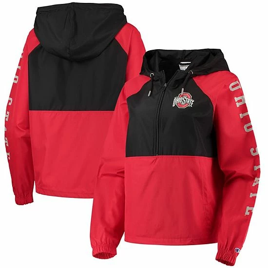 Champion Women's Scarlet/Black Ohio State Buckeyes Colorblocked Packable Raglan Half-Zip Hoodie Jacket Champion Women's Scarlet/Black Ohio State Buckeyes Colorblocked Packable Raglan Half-Zip Hoodie Jacket -Champion shop unnamed file 7550