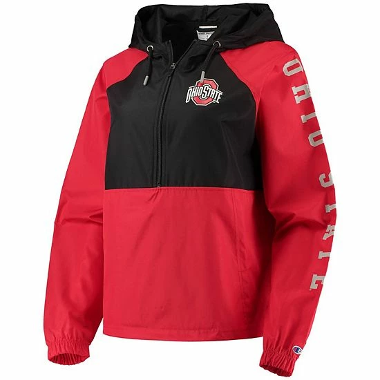 Champion Women's Scarlet/Black Ohio State Buckeyes Colorblocked Packable Raglan Half-Zip Hoodie Jacket Champion Women's Scarlet/Black Ohio State Buckeyes Colorblocked Packable Raglan Half-Zip Hoodie Jacket -Champion shop unnamed file 7552