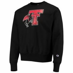 Men's Champion Black Texas Tech Red Raiders Vault Logo Reverse Weave Pullover Sweatshirt -Champion shop unnamed file 7646