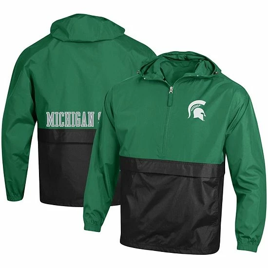 Men's Champion Green Michigan State Spartans Colorblock Packable Half-Zip Jacket Men's Champion Green Michigan State Spartans Colorblock Packable Half-Zip Jacket -Champion shop unnamed file 7674