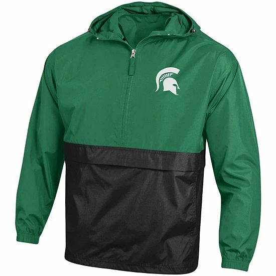 Men's Champion Green Michigan State Spartans Colorblock Packable Half-Zip Jacket Men's Champion Green Michigan State Spartans Colorblock Packable Half-Zip Jacket -Champion shop unnamed file 7676