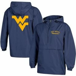 Women's Champion Navy West Virginia Mountaineers Packable Half-Zip Light Rain Jacket
