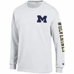 Men's Champion White Michigan Wolverines Team Stack Long Sleeve T-Shirt -Champion shop unnamed file 7725