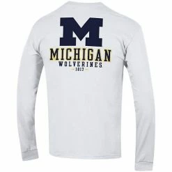 Men's Champion White Michigan Wolverines Team Stack Long Sleeve T-Shirt -Champion shop unnamed file 7726