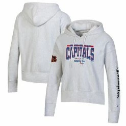 Women's Champion Heathered Gray Washington Capitals Reverse Weave Pullover Hoodie