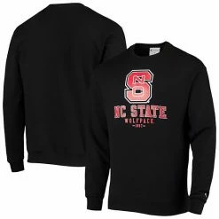 Men's Champion Black NC State Wolfpack Team Stack Powerblend Pullover Sweatshirt
