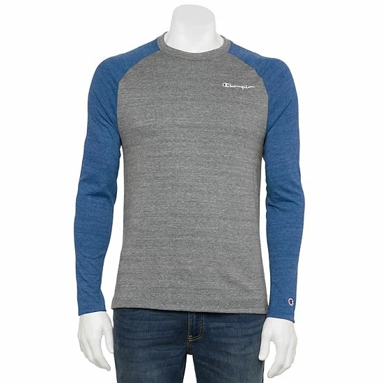 Men's Champion® Powerblend Raglan Tee Grey Valiant Blue Men's Champion® Powerblend Raglan Tee Grey Valiant Blue -Champion shop unnamed file 779