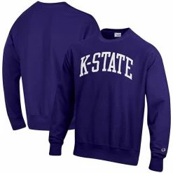 Men's Champion Purple Kansas State Wildcats Arch Reverse Weave Pullover Sweatshirt -Champion shop unnamed file 7860