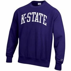 Men's Champion Purple Kansas State Wildcats Arch Reverse Weave Pullover Sweatshirt -Champion shop unnamed file 7861