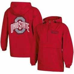 Women's Champion Scarlet Ohio State Buckeyes Packable Half-Zip Light Rain Jacket