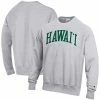 Men's Champion Heathered Gray Hawaii Warriors Arch Reverse Weave Pullover Sweatshirt -Champion shop unnamed file 7885