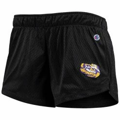 Women's Champion Black LSU Tigers Logo Mesh Shorts -Champion shop unnamed file 7910