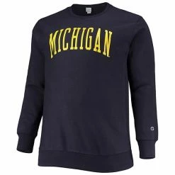 Men's Champion Navy Michigan Wolverines Big & Tall Reverse Weave Fleece Crewneck Pullover Sweatshirt -Champion shop unnamed file 7914