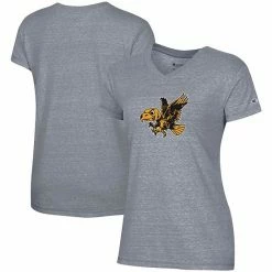Women's Champion Gray Iowa Hawkeyes Vault Logo V-Neck T-Shirt