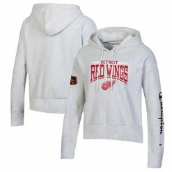 Women's Champion Heathered Gray Detroit Red Wings Reverse Weave Pullover Hoodie