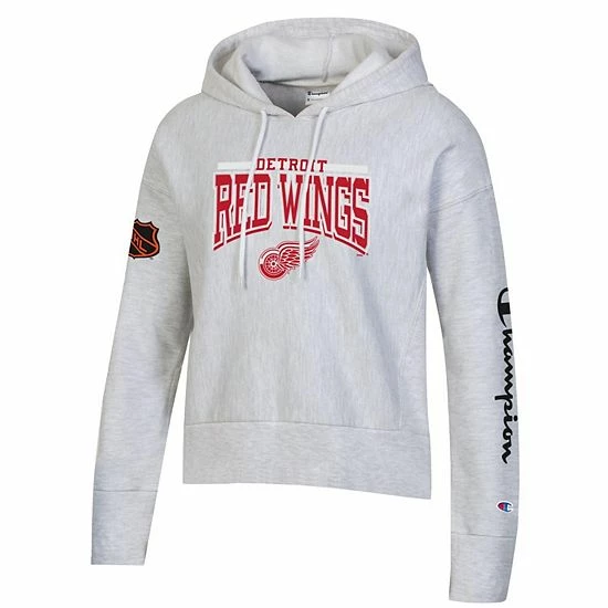Women's Champion Heathered Gray Detroit Red Wings Reverse Weave Pullover Hoodie 5 Women's Champion Heathered Gray Detroit Red Wings Reverse Weave Pullover Hoodie - Image 3