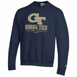 Men's Champion Navy Georgia Tech Yellow Jackets Team Stack Powerblend Pullover Sweatshirt -Champion shop unnamed file 8469
