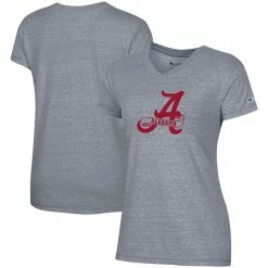 Women's Champion Gray Alabama Crimson Tide Vault Logo V-Neck T-Shirt