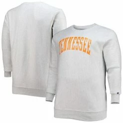 Men's Champion Heathered Gray Tennessee Volunteers Big & Tall Reverse Weave Fleece Crewneck Pullover Sweatshirt -Champion shop unnamed file 8565
