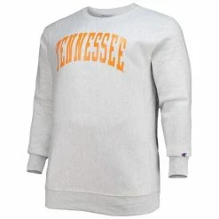 Men's Champion Heathered Gray Tennessee Volunteers Big & Tall Reverse Weave Fleece Crewneck Pullover Sweatshirt -Champion shop unnamed file 8566