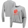 Women's Champion Heathered Gray Clemson Tigers Boyfriend Cropped Long Sleeve T-Shirt -Champion shop unnamed file 8568