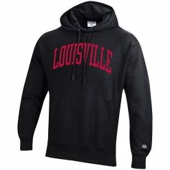 Men's Champion Black Louisville Cardinals Team Arch Reverse Weave Pullover Hoodie -Champion shop unnamed file 8628