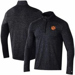 Men's Champion Heathered Black Clemson Tigers Field Day Team Quarter-Zip Jacket