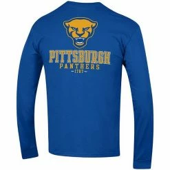 Men's Champion Royal Pitt Panthers Team Stack Long Sleeve T-Shirt -Champion shop unnamed file 8871