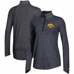 Women's Champion Black Iowa Hawkeyes Field Day Quarter-Zip Jacket
