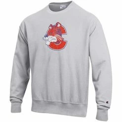 Men's Champion Heathered Gray Clemson Tigers Vault Logo Reverse Weave Pullover Sweatshirt -Champion shop unnamed file 8993