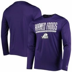 Men's Champion Purple TCU Horned Frogs Wordmark Slash Long Sleeve T-Shirt -Champion shop unnamed file 9003
