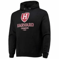 Men's Champion Black Harvard Crimson Team Stack Powerblend Pullover Hoodie -Champion shop unnamed file 9028