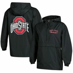 Women's Champion Black Ohio State Buckeyes Packable Half-Zip Light Rain Jacket