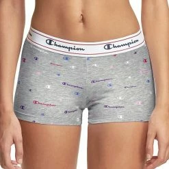 Women's Champion® Stretch Boyshort Panty CH49AS Grey White Logo Print 8 Women's Champion® Stretch Boyshort Panty CH49AS Grey White Logo Print -Champion shop unnamed file 911