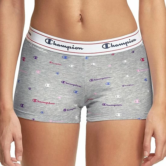 Women's Champion® Stretch Boyshort Panty CH49AS Grey White Logo Print Women's Champion® Stretch Boyshort Panty CH49AS Grey White Logo Print -Champion shop unnamed file 911