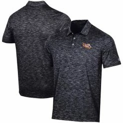 Men's Champion Black LSU Tigers Micro Mesh Space Dye Polo