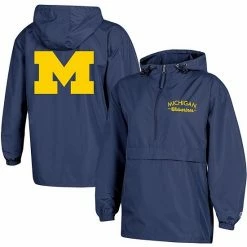 Women's Champion Navy Michigan Wolverines Packable Half-Zip Light Rain Jacket