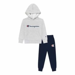Boys 4-7 Champion® Logo Script Graphic Hoodie & Branded Jogger Pants Set Black Oxford